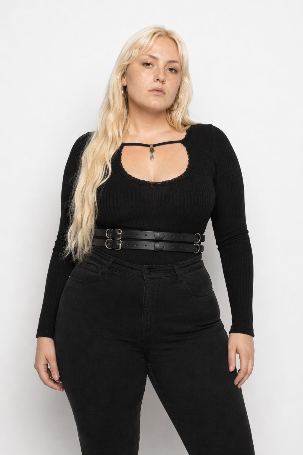 Faux Leather Black Suspenders Default