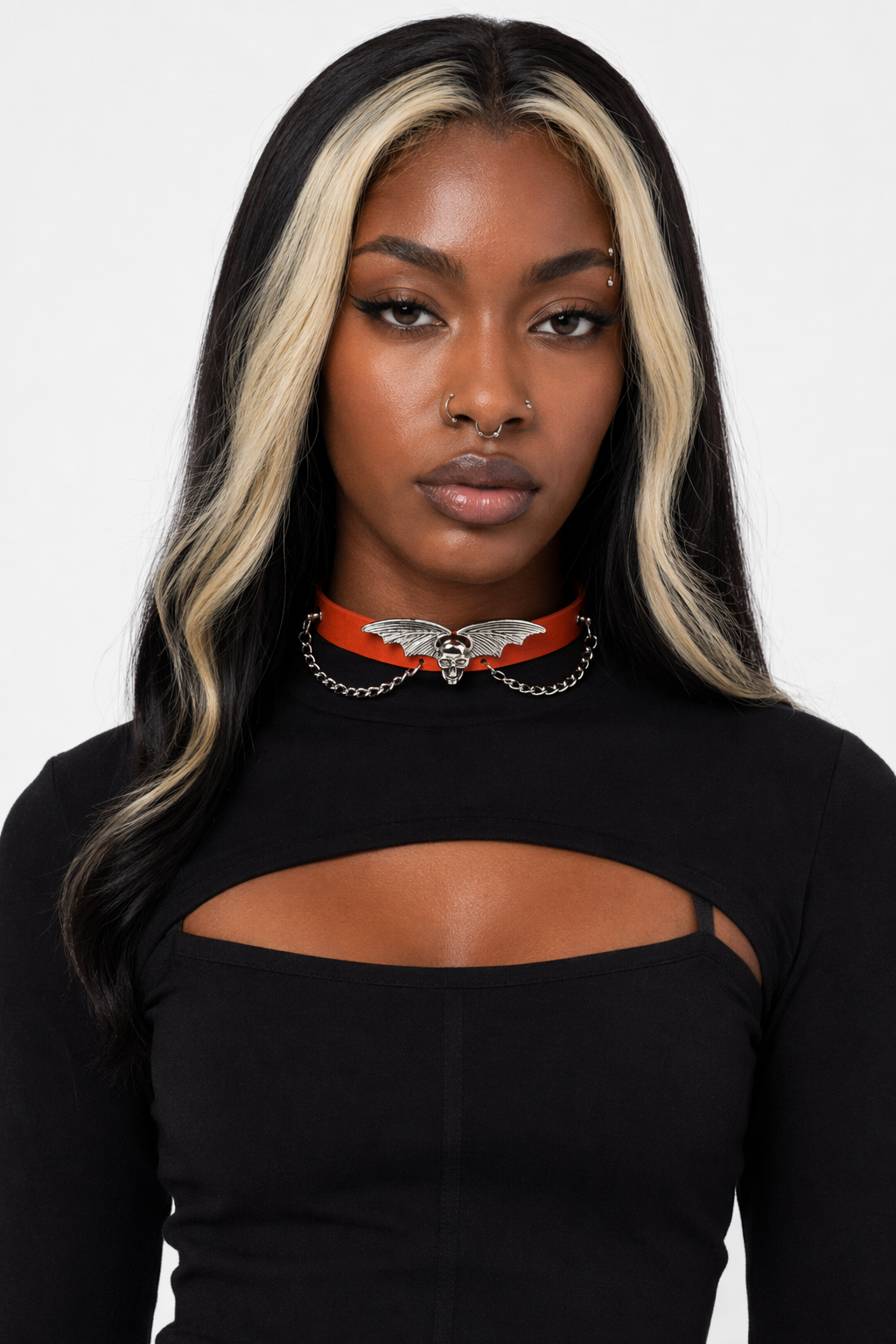 "Skull Bat Choker: Multi-Colored Option" Orange