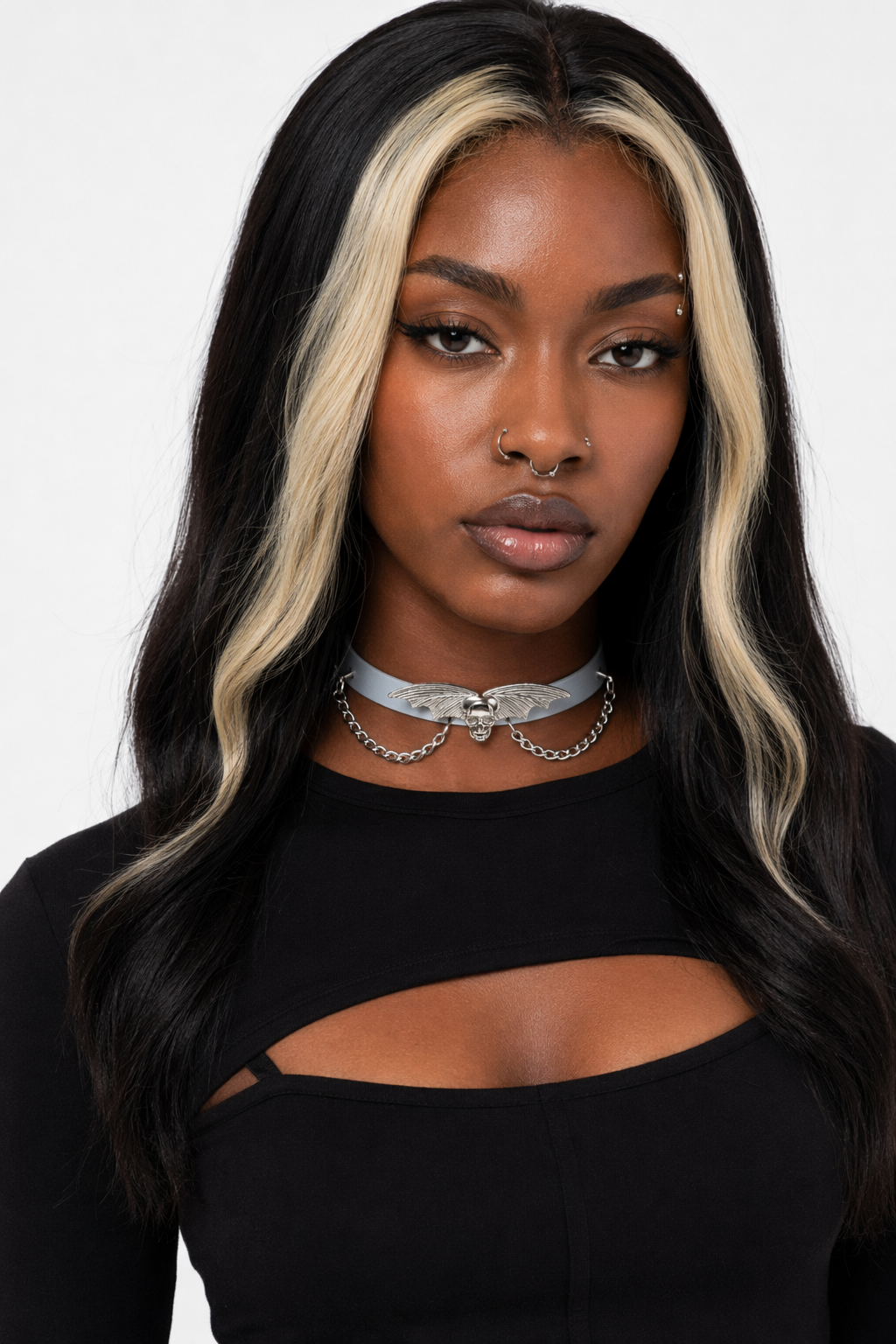 "Skull Bat Choker: Multi-Colored Option" Light Blue