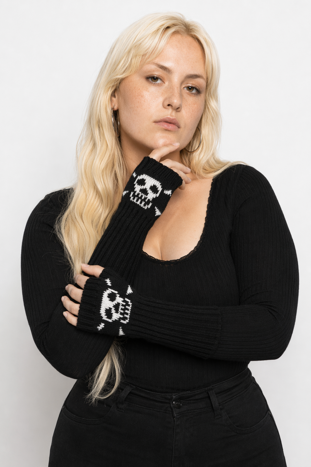 Black Skull Arm Warmers black