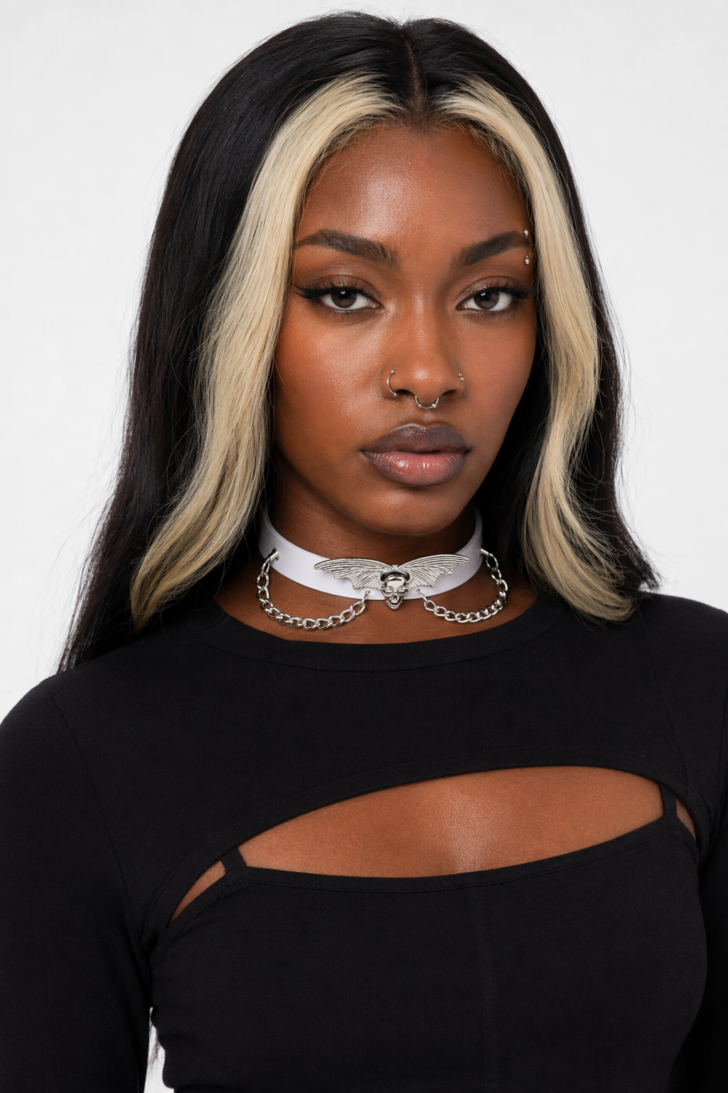 "Skull Bat Choker: Multi-Colored Option" White