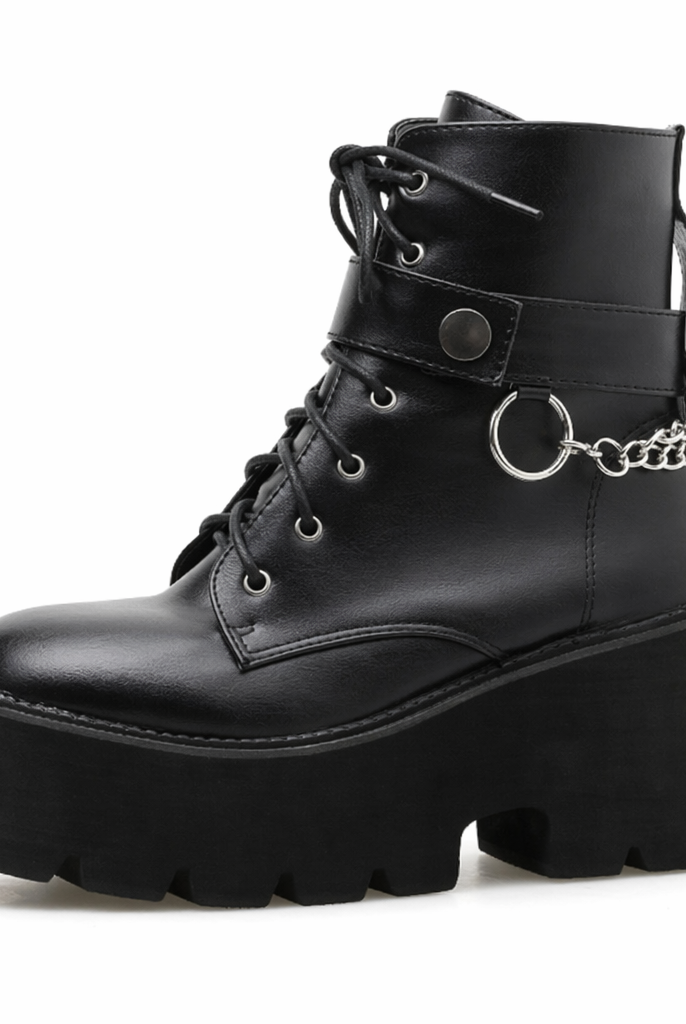 Myers' Gothic Block Heel Boots black shoes