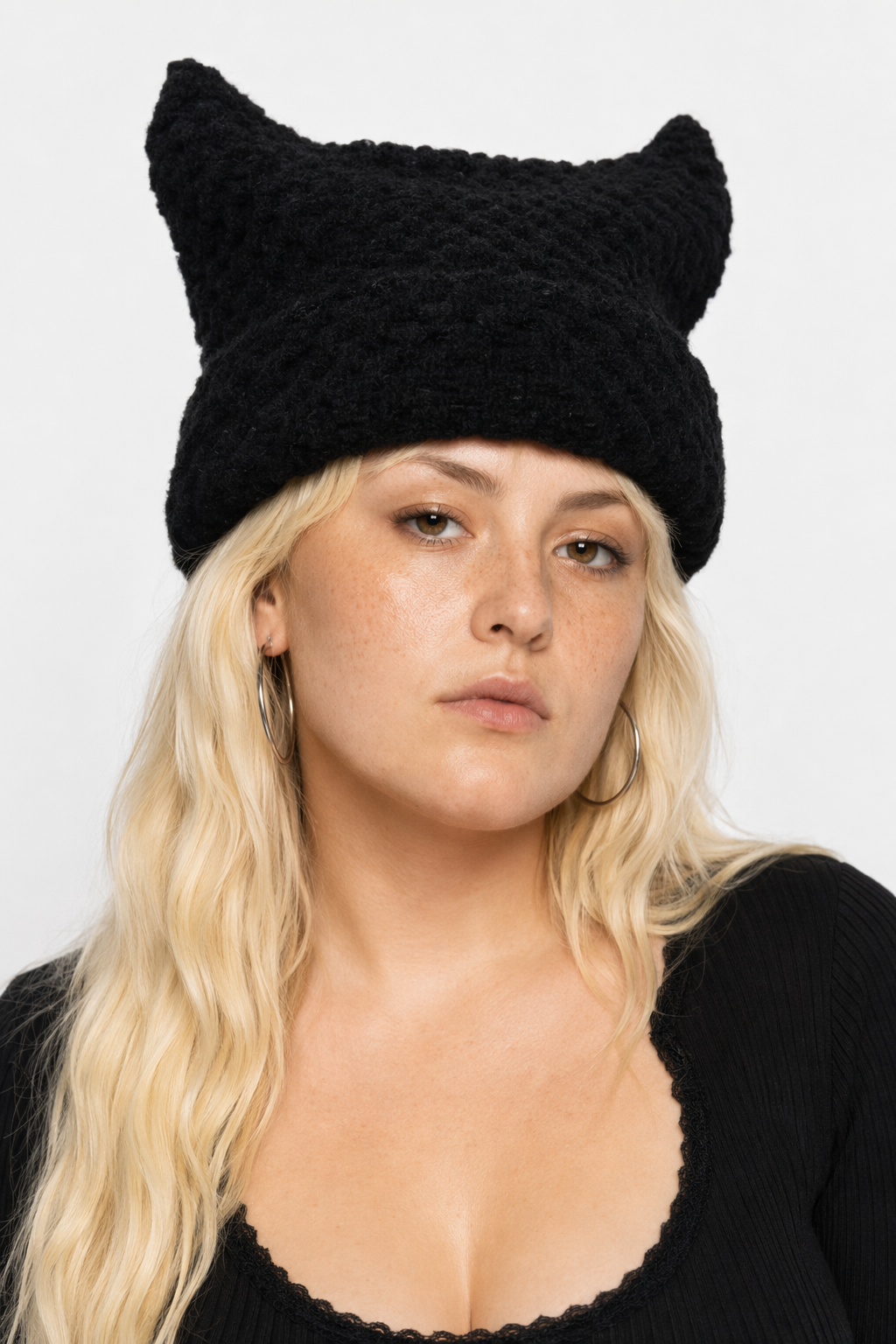 Devilish Striped Harajuku Cat Beanie Black