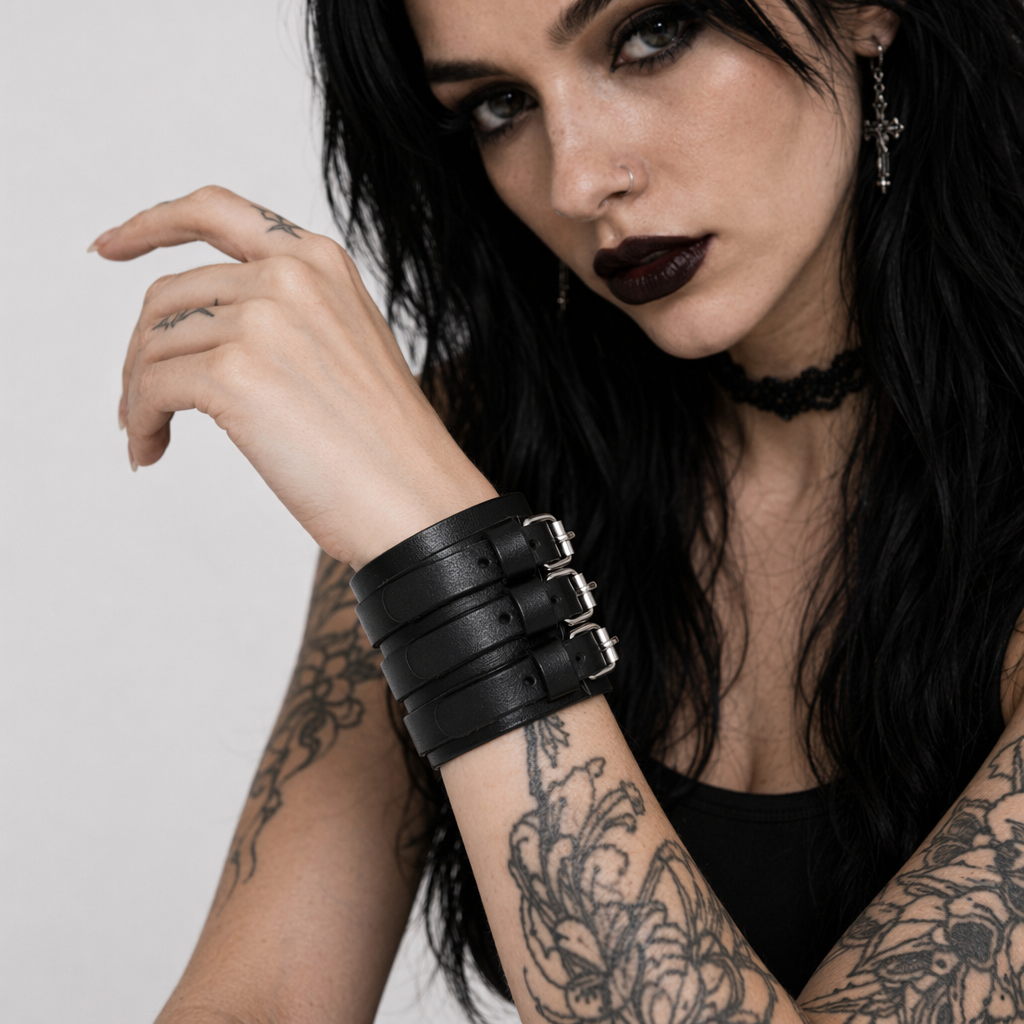 "Brave Black Leather Bracelet" Default Title