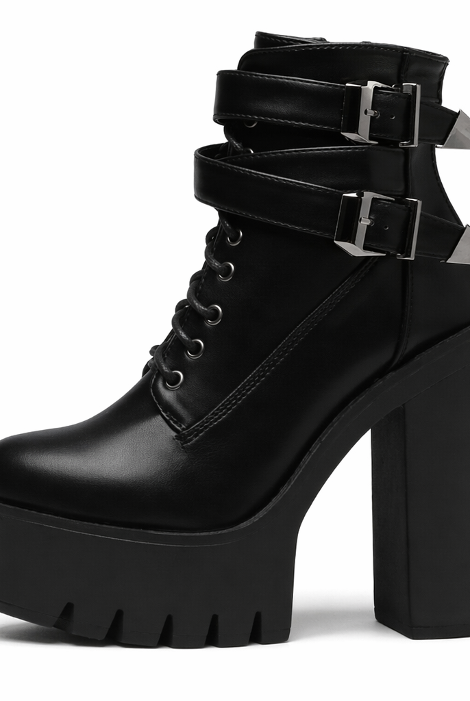 "Black Goth Platform Boots by Gatekeeper" black