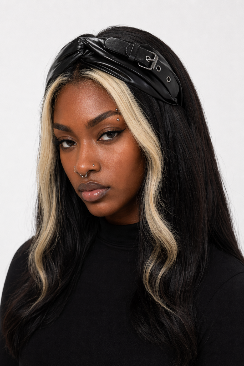 Faux Leather Hair Band - Black Default Title