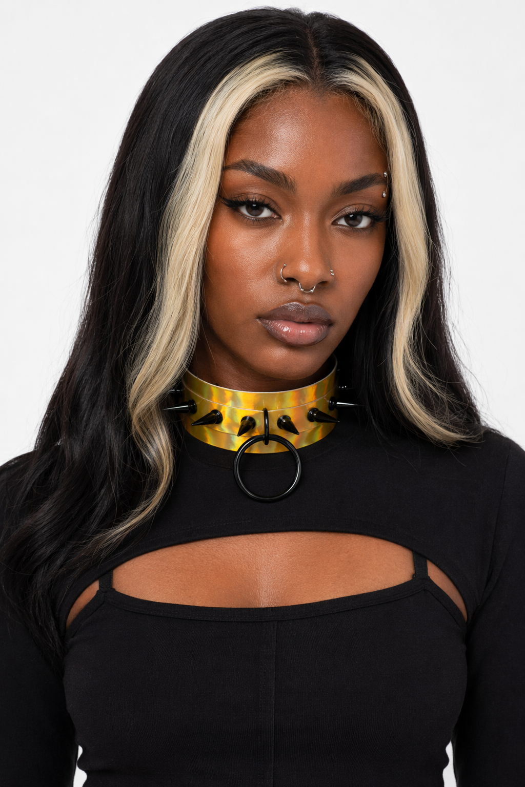 Holo Black Spike Choker (4 shades)' Yellow