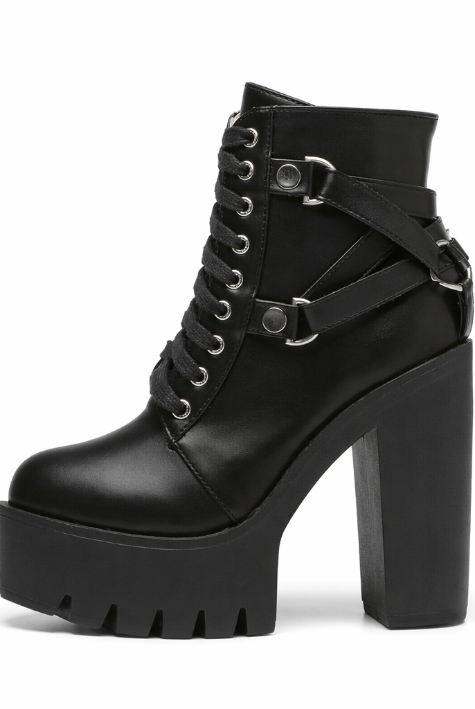 Goth Black Ankle Boots' black shoes