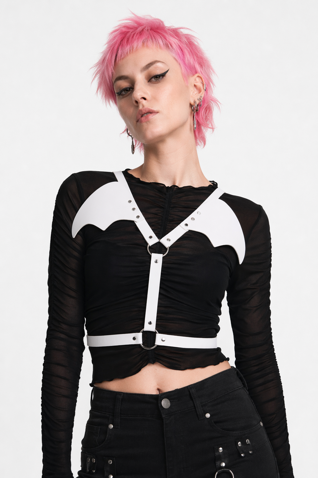 Death Wings Black Harness White