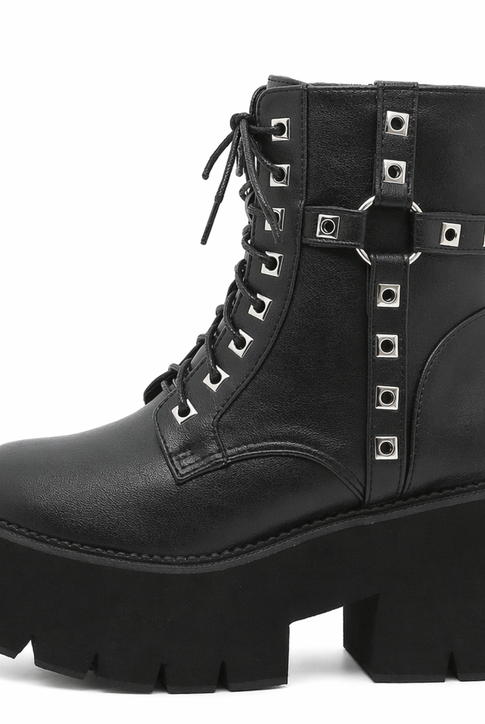 Black Studded Goth Boots black shoes