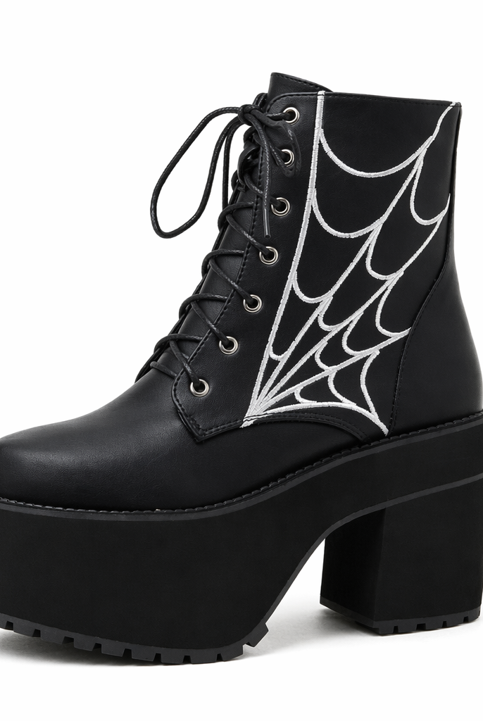 "Black Cobweb Boots" Black