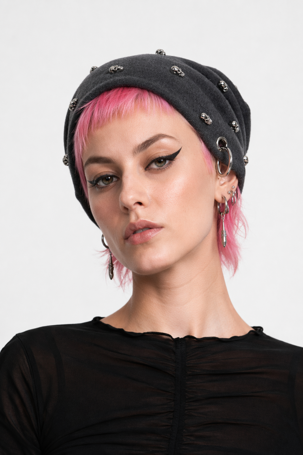 Skull Beanie Dark Grey