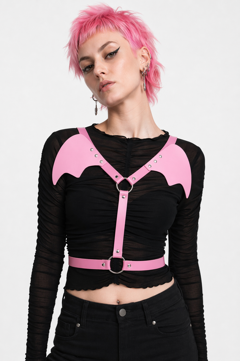Death Wings Black Harness Pink