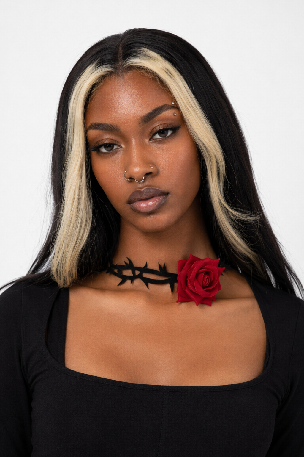 Rose Spiked Gothic Lace Necklace Default
