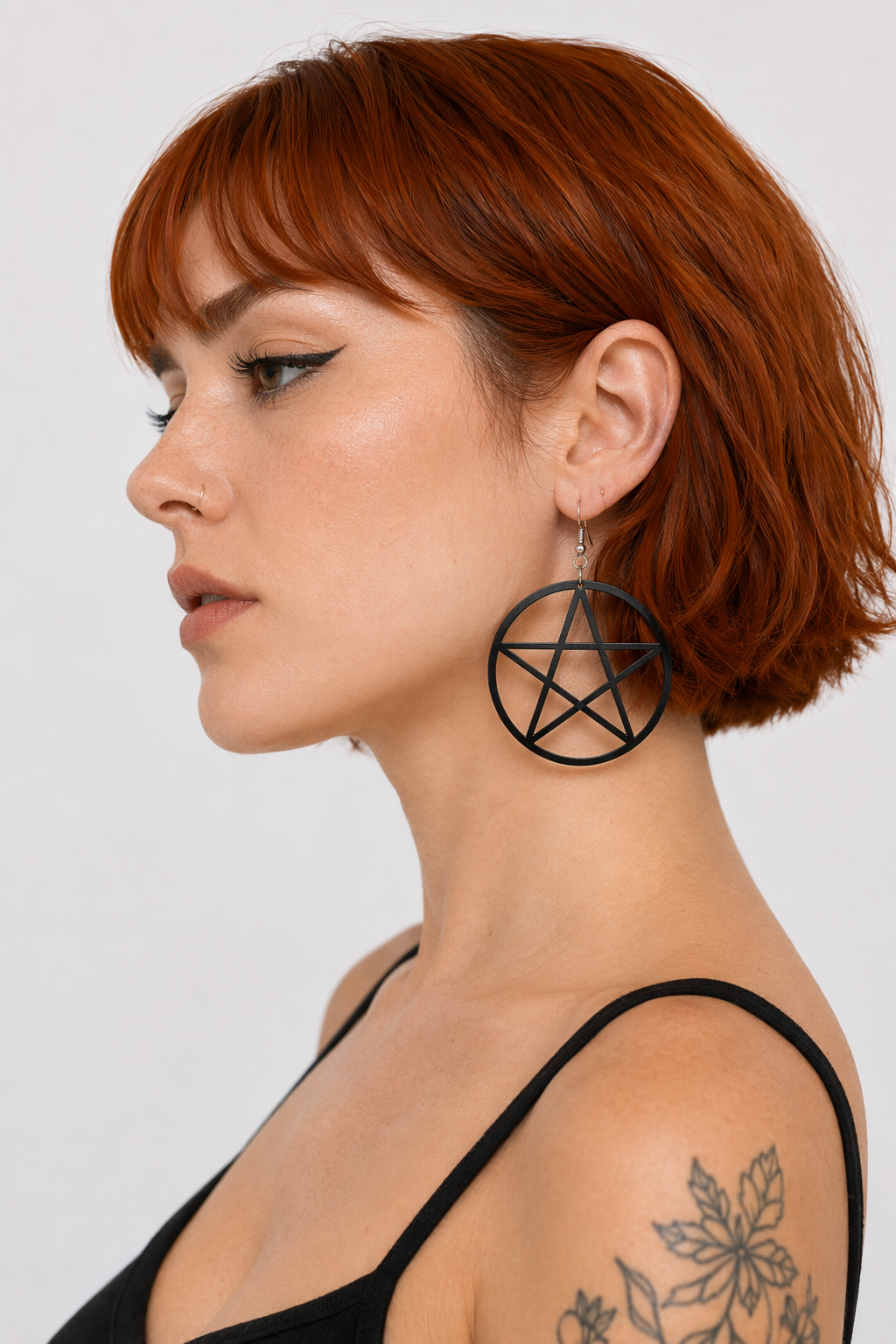 Large Black Pentagram Earrings Default Title