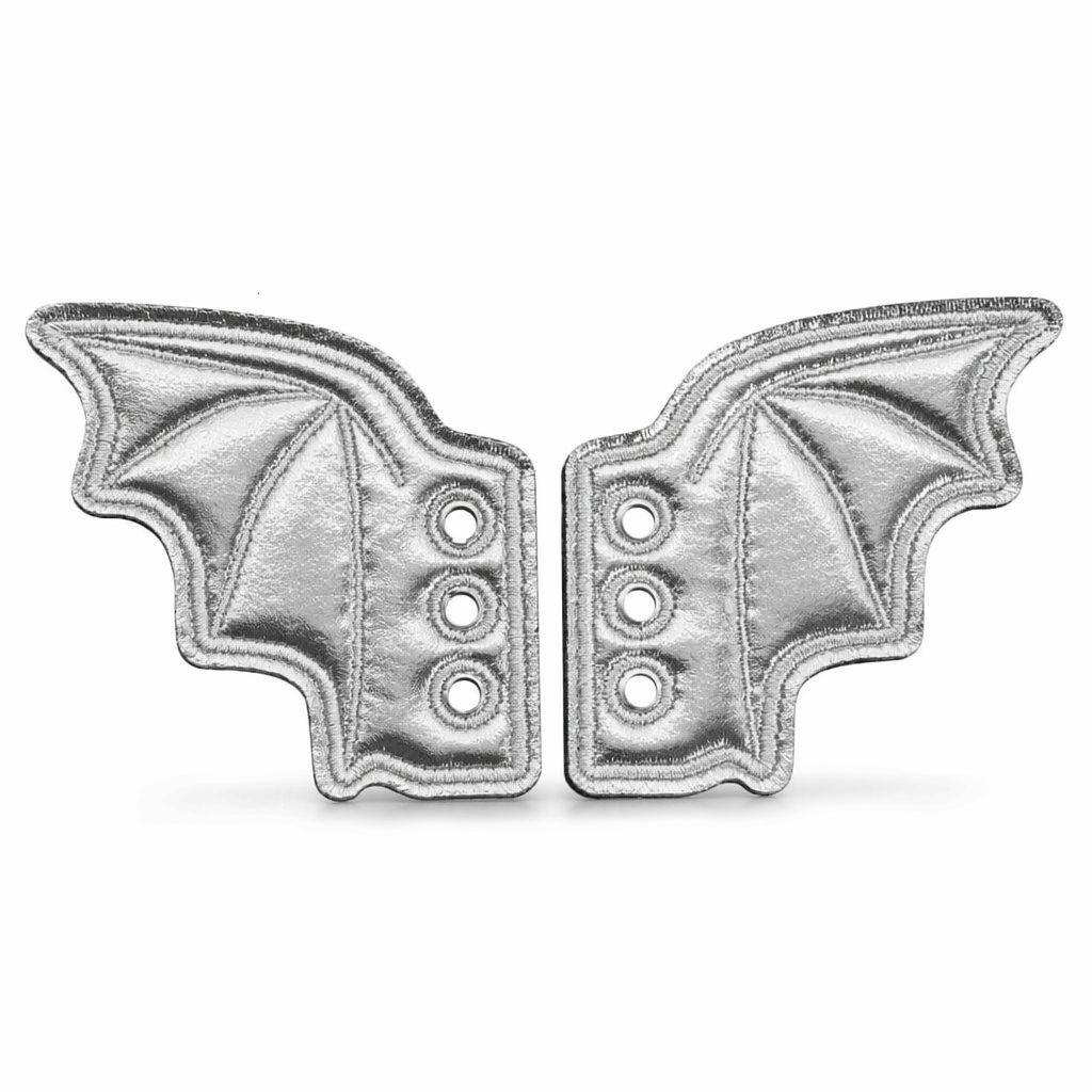 Black Bat Shoe Lace Pair Silver small bats