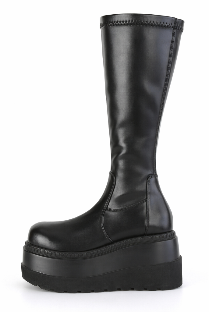 Black Goth Platform Boots' Black Faux Leather