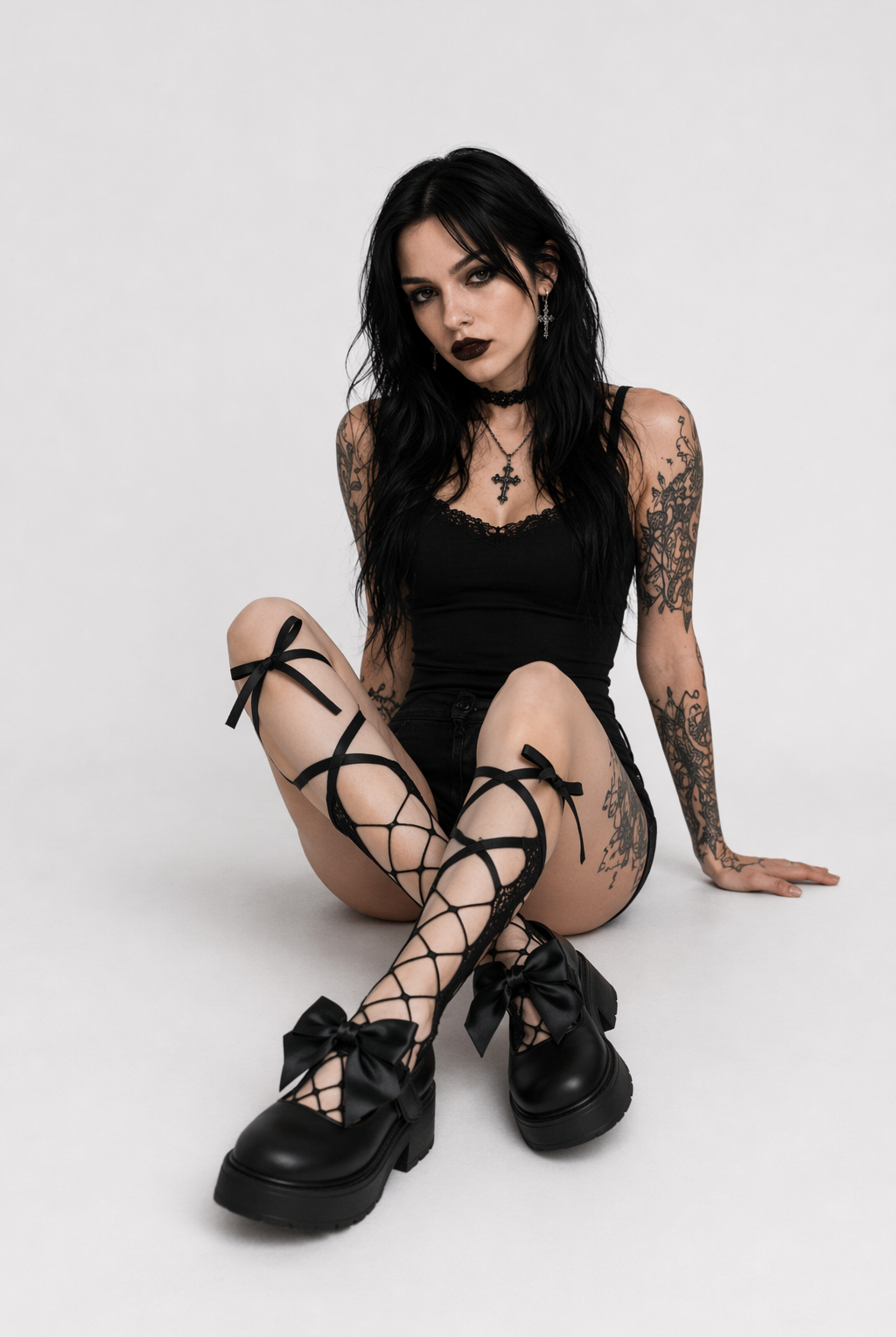 "Black Lace Mesh Stockings" Default Title