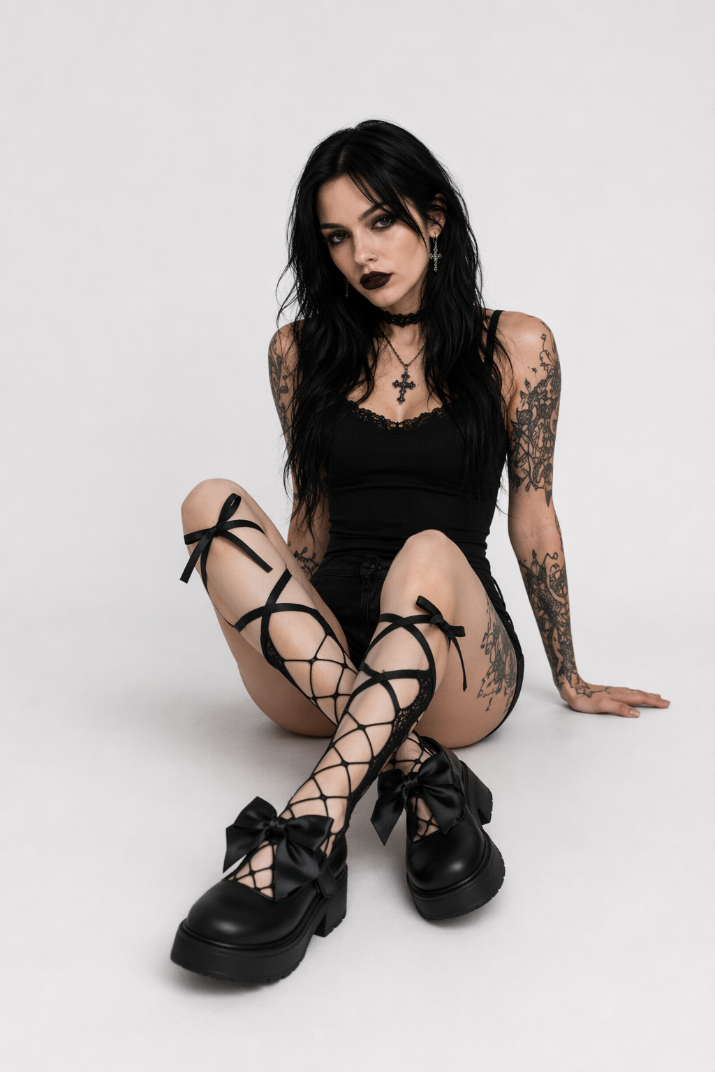 "Black Lace Mesh Stockings" Default Title