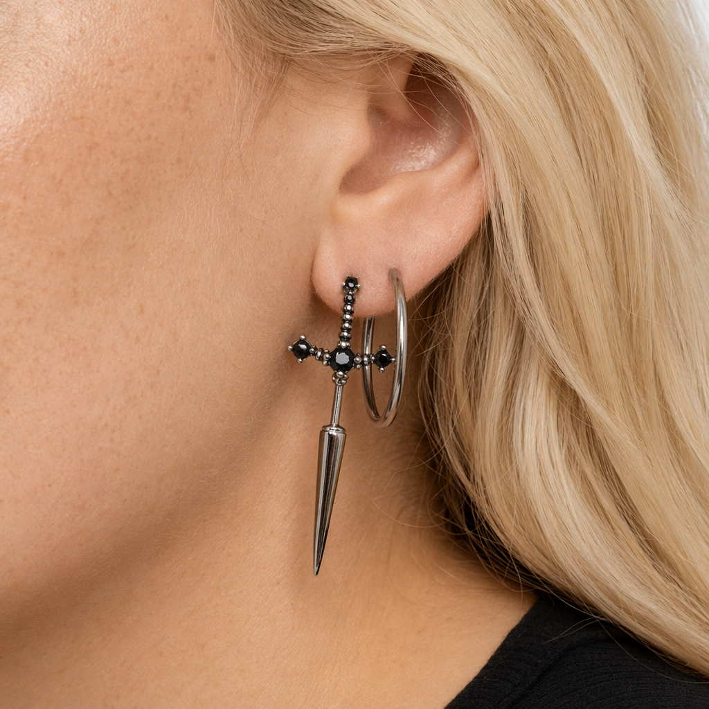 Metal dagger earrings Default Title