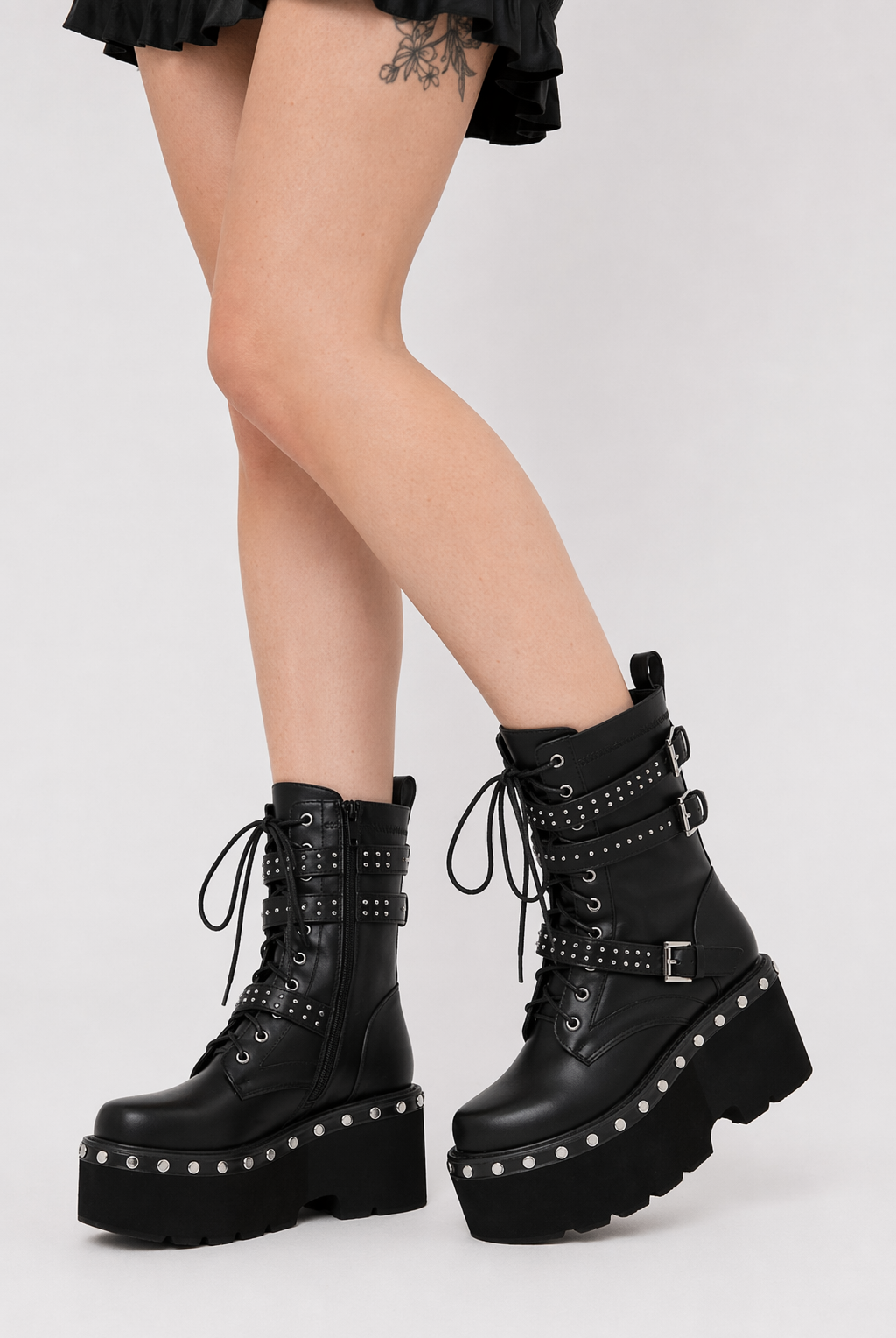 Black Studded Goth Boots black shoes