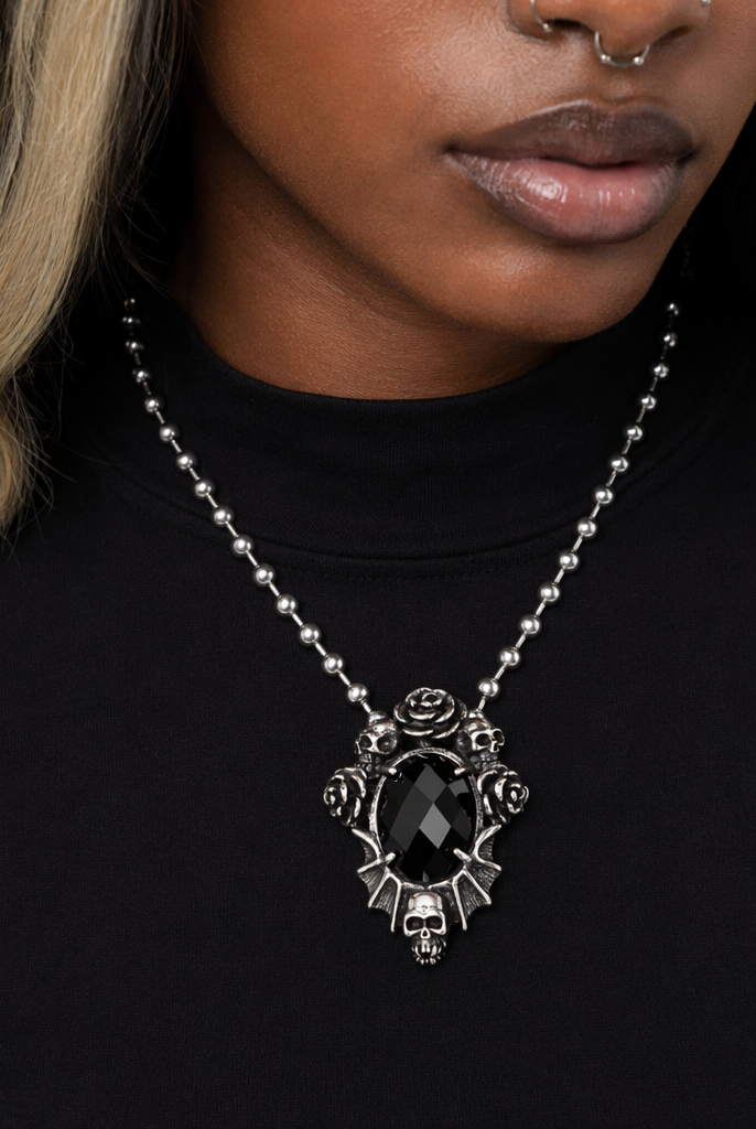 "Dahlia Skull Rose Necklace" Default Title