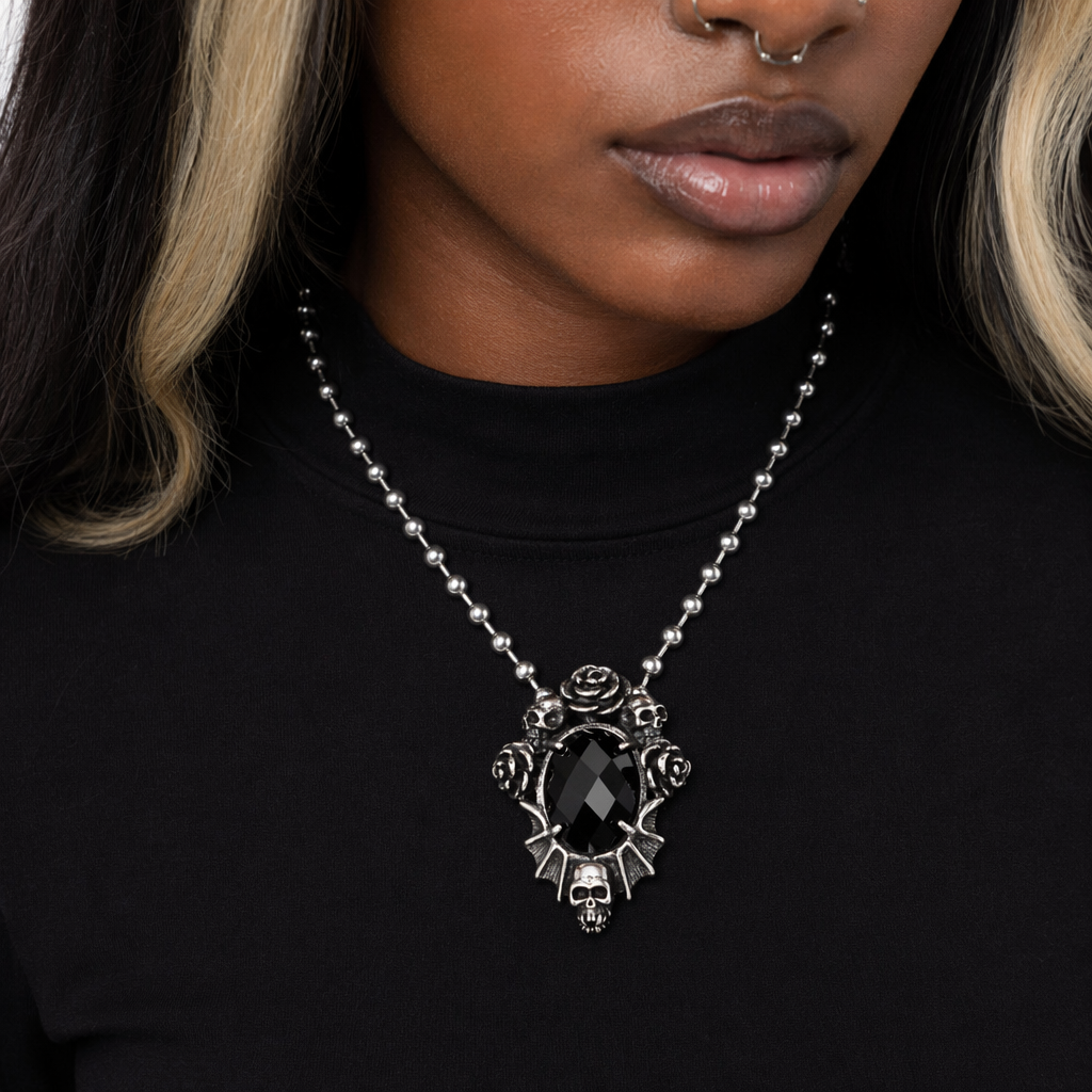 "Dahlia Skull Rose Necklace" Default Title