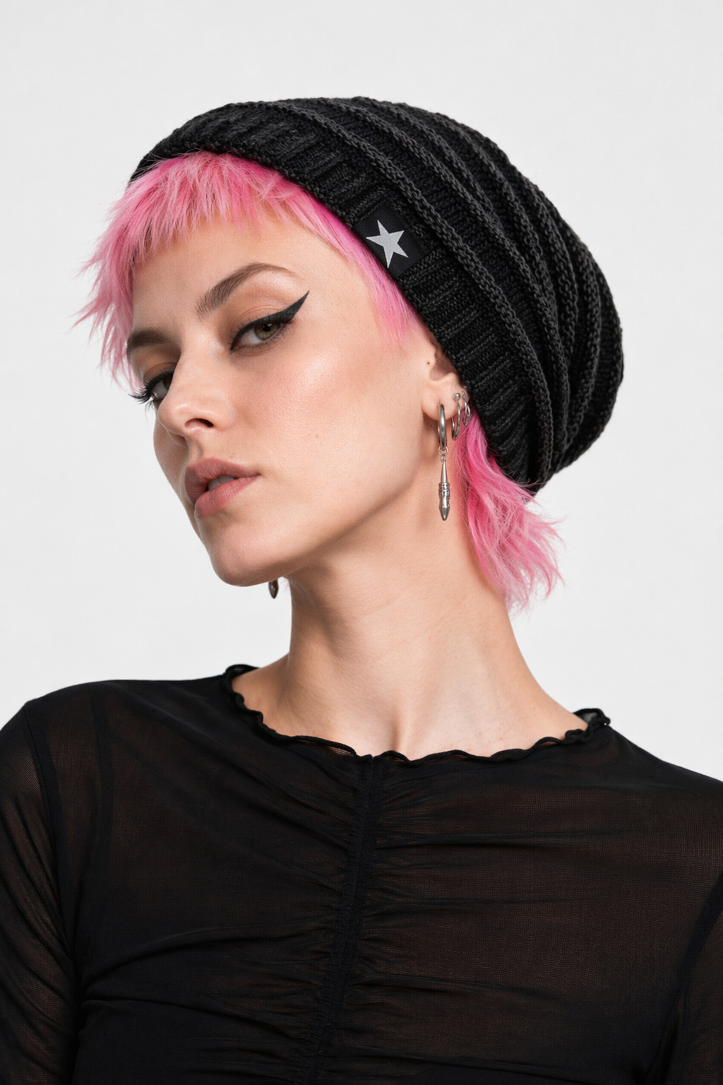"Gender-Neutral Slouchy Grunge Beanie" Black