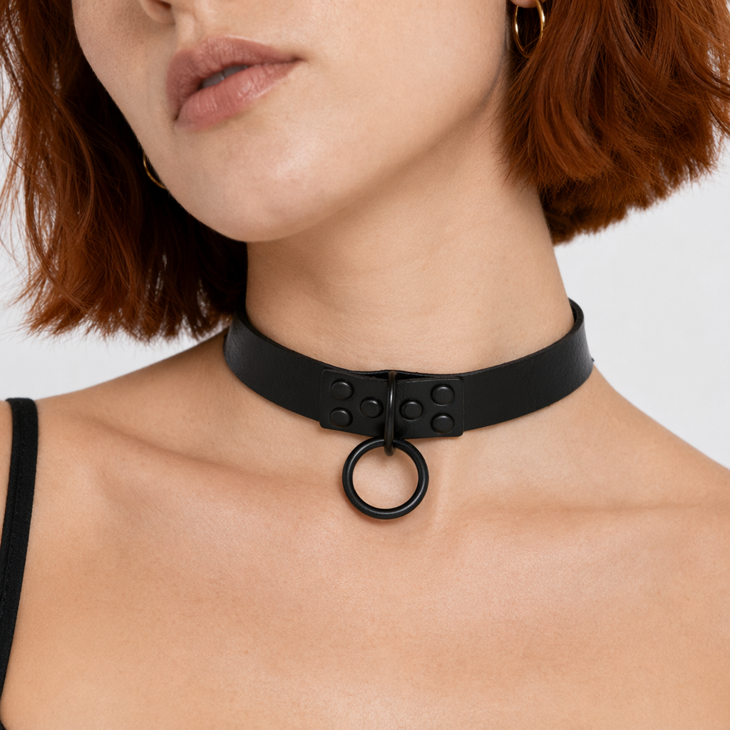 Black/Blue PU Choker Black