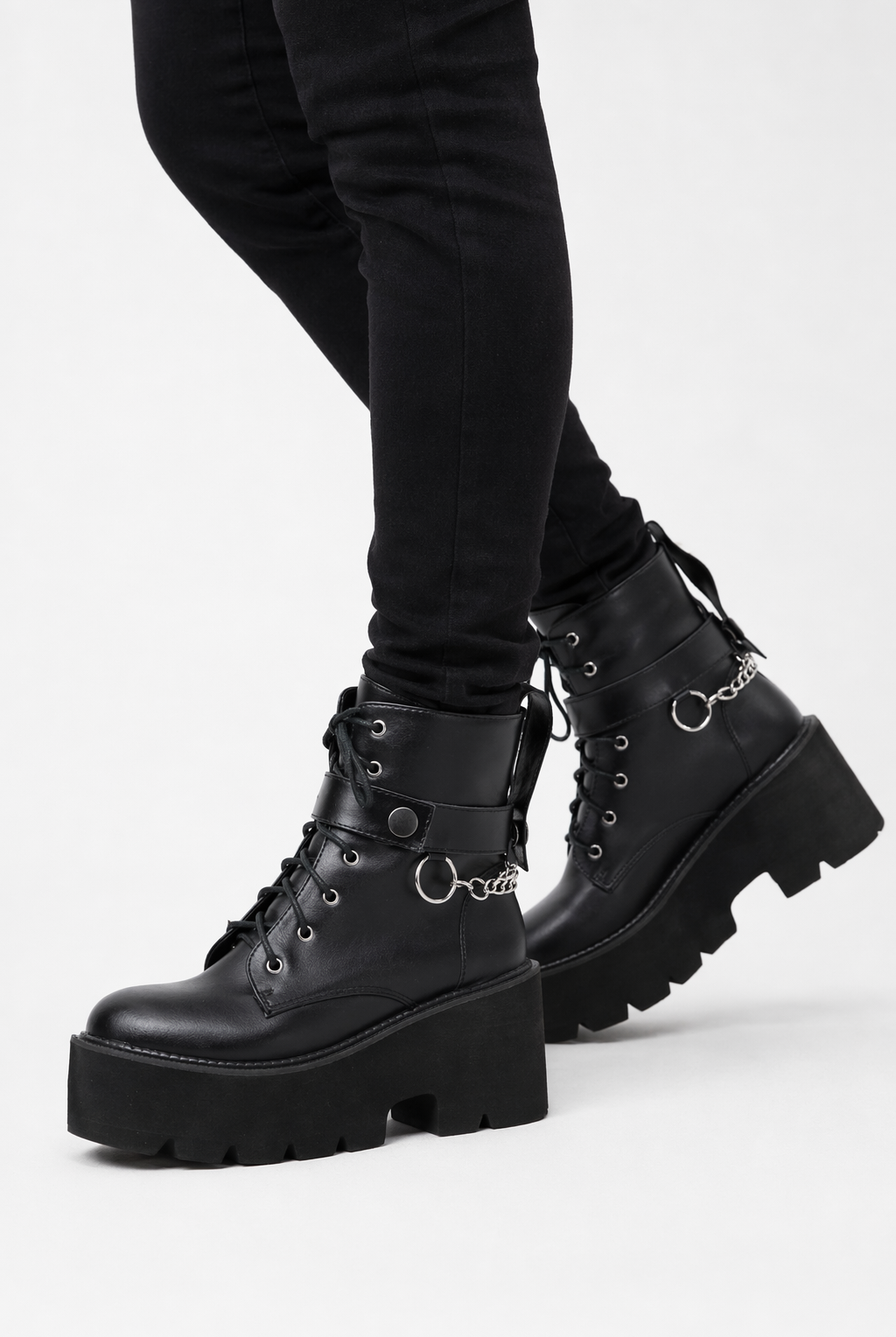 Myers' Gothic Block Heel Boots black shoes