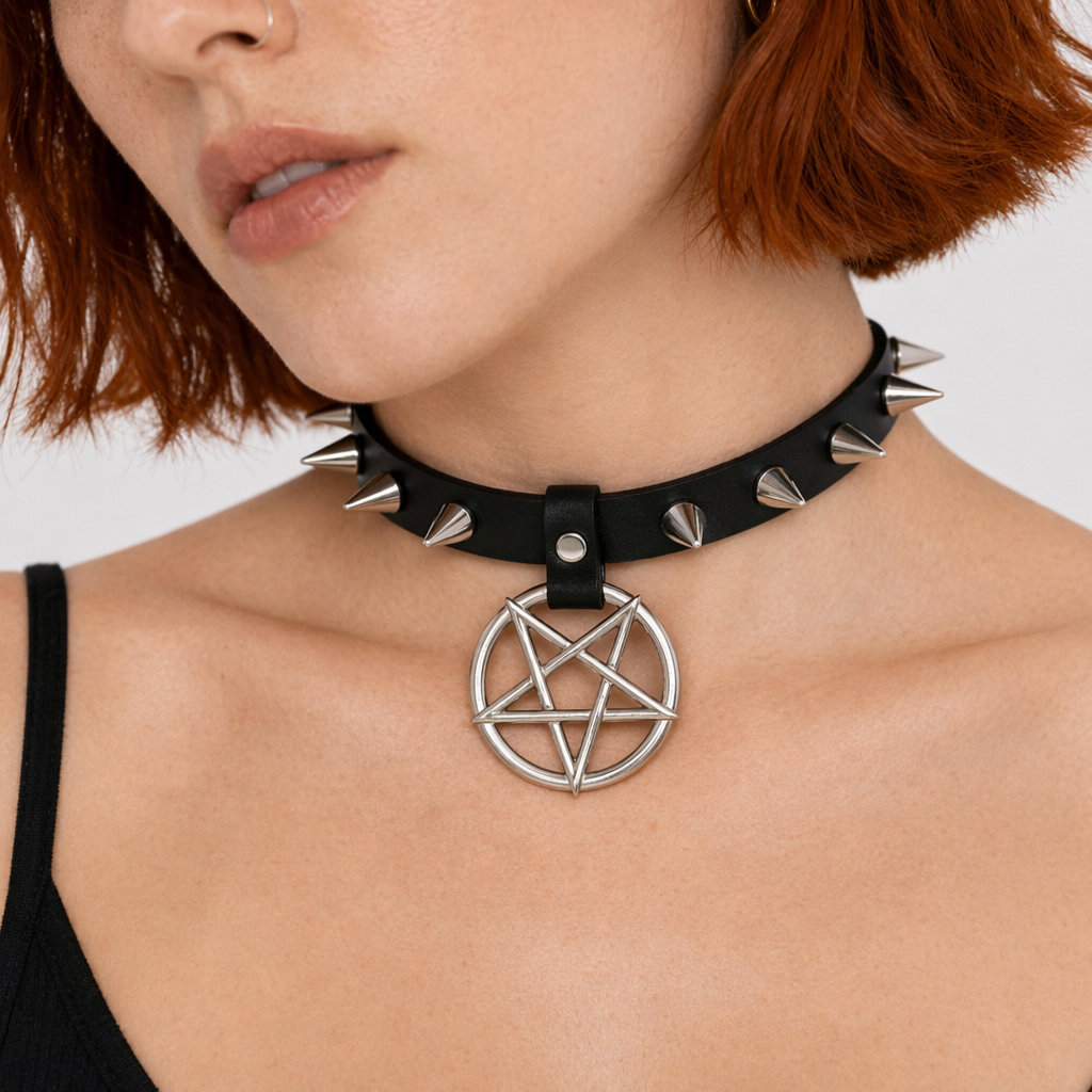Gothic Rivet Choker Pendant Default