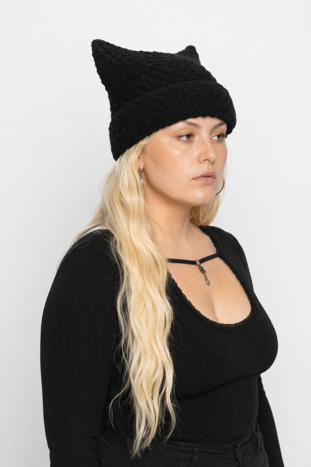 Devilish Striped Harajuku Cat Beanie Black