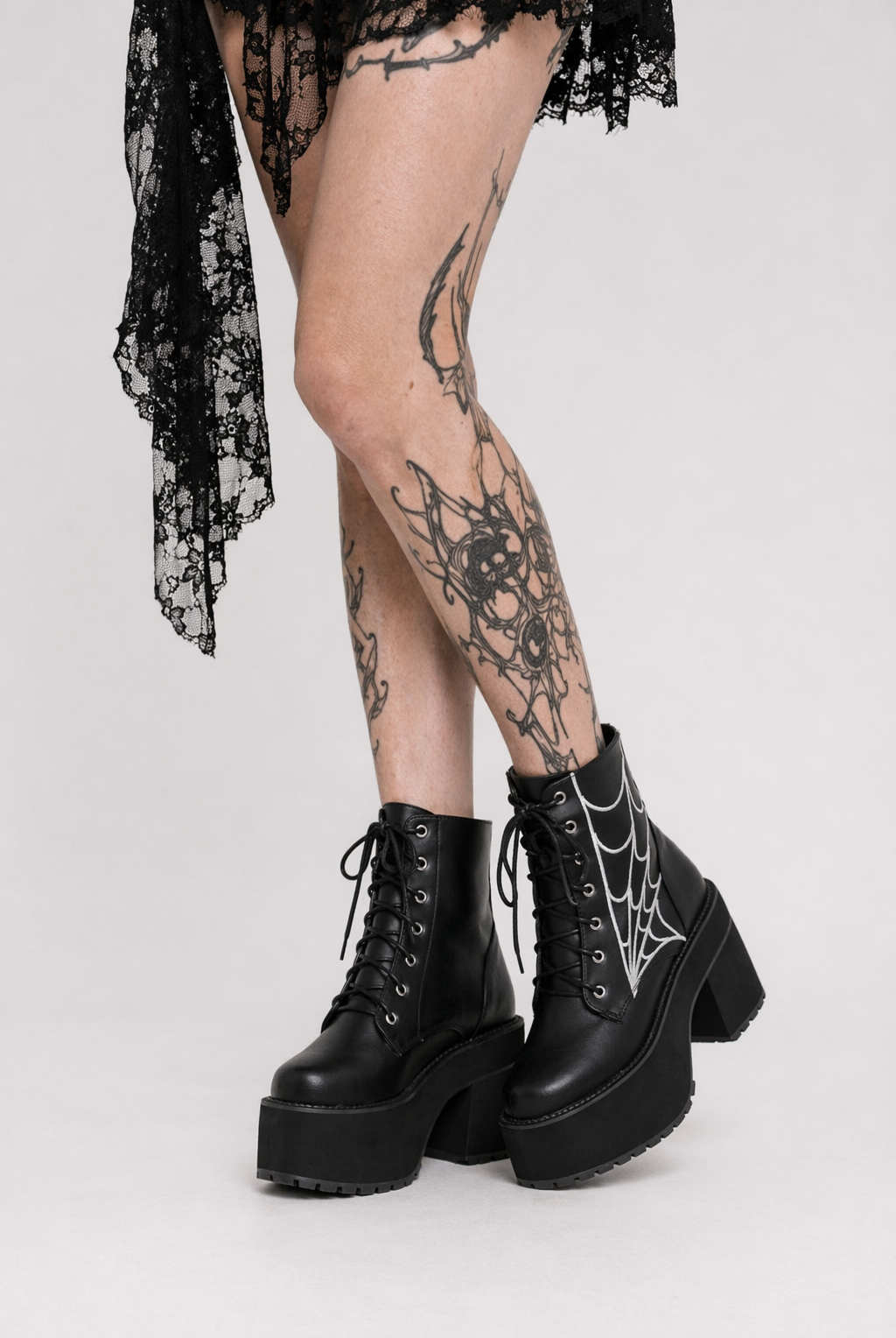 "Black Cobweb Boots" Black