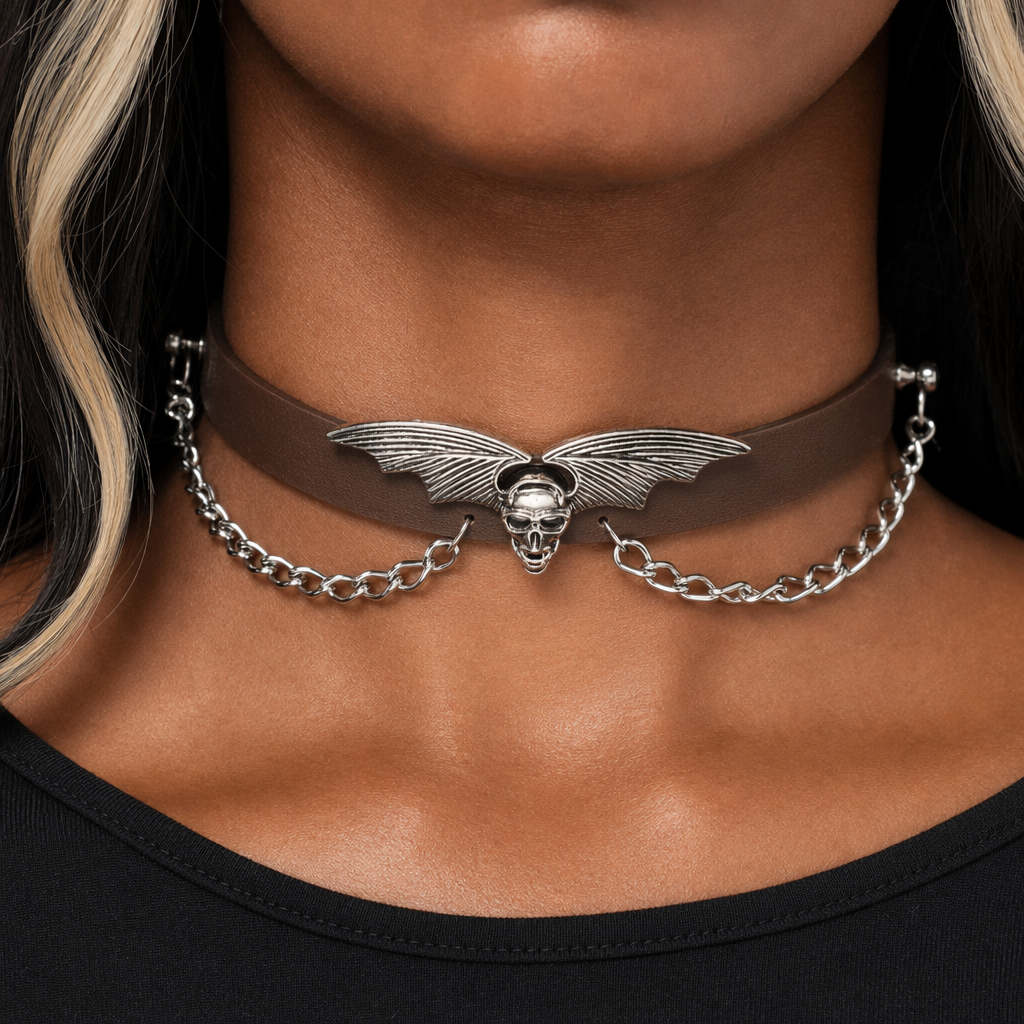 "Skull Bat Choker: Multi-Colored Option" Coffee