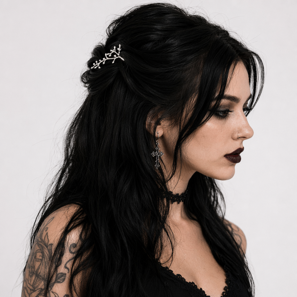 Silver Gothic Hair Clips Default