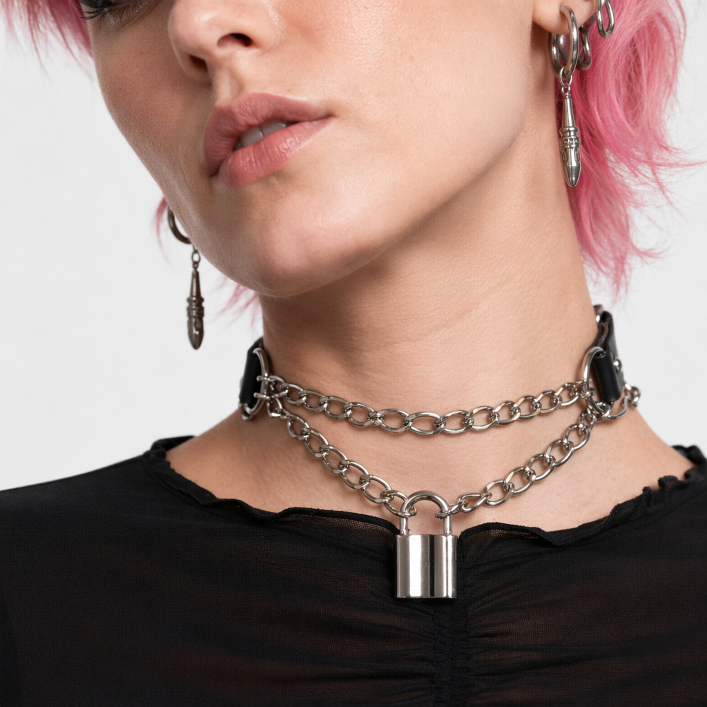 "Faux Leather Goth Choker" Default Title