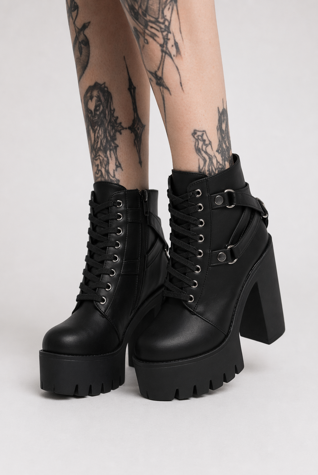 Goth Black Ankle Boots' black shoes
