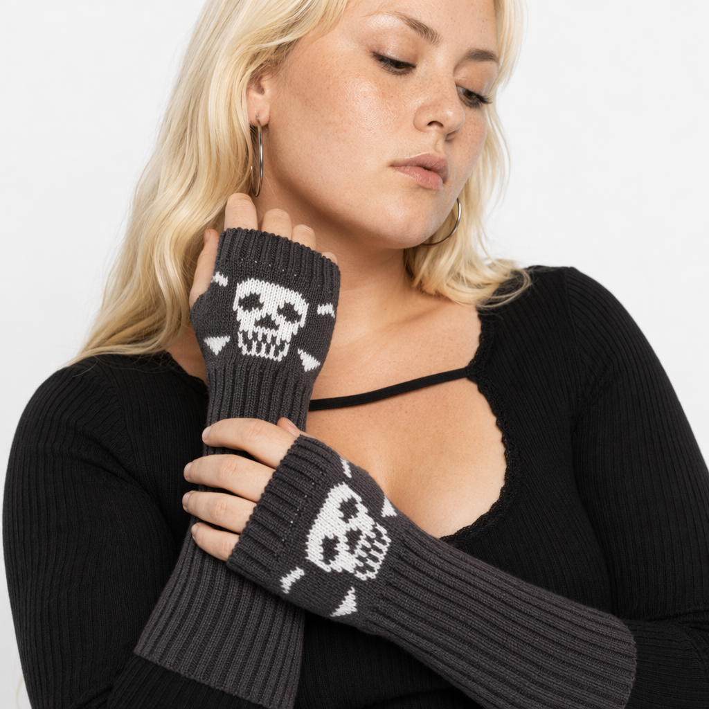 Black Skull Arm Warmers dark gray