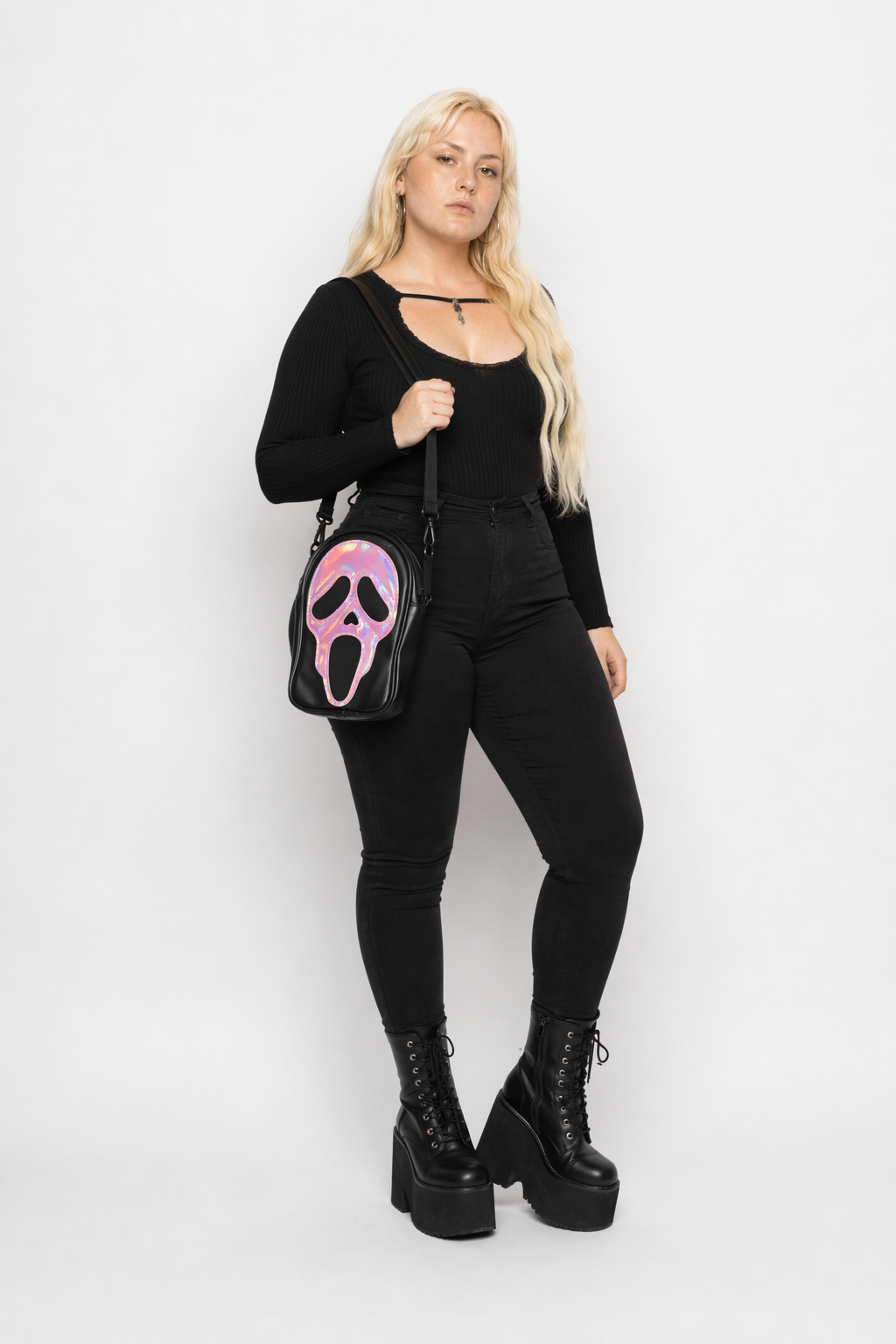 Ghost Face Shoulder Bag, Vibrant Colors pink