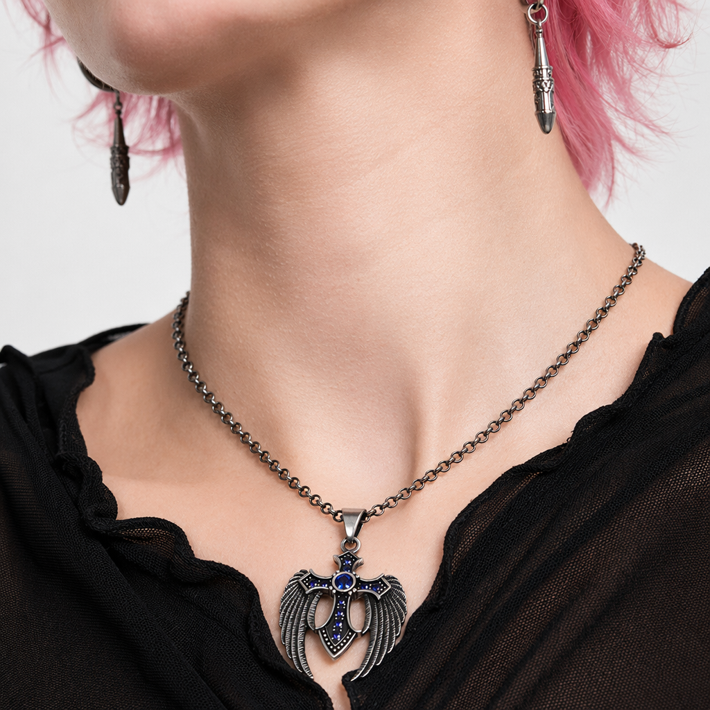 Cross Stone Pendant Black