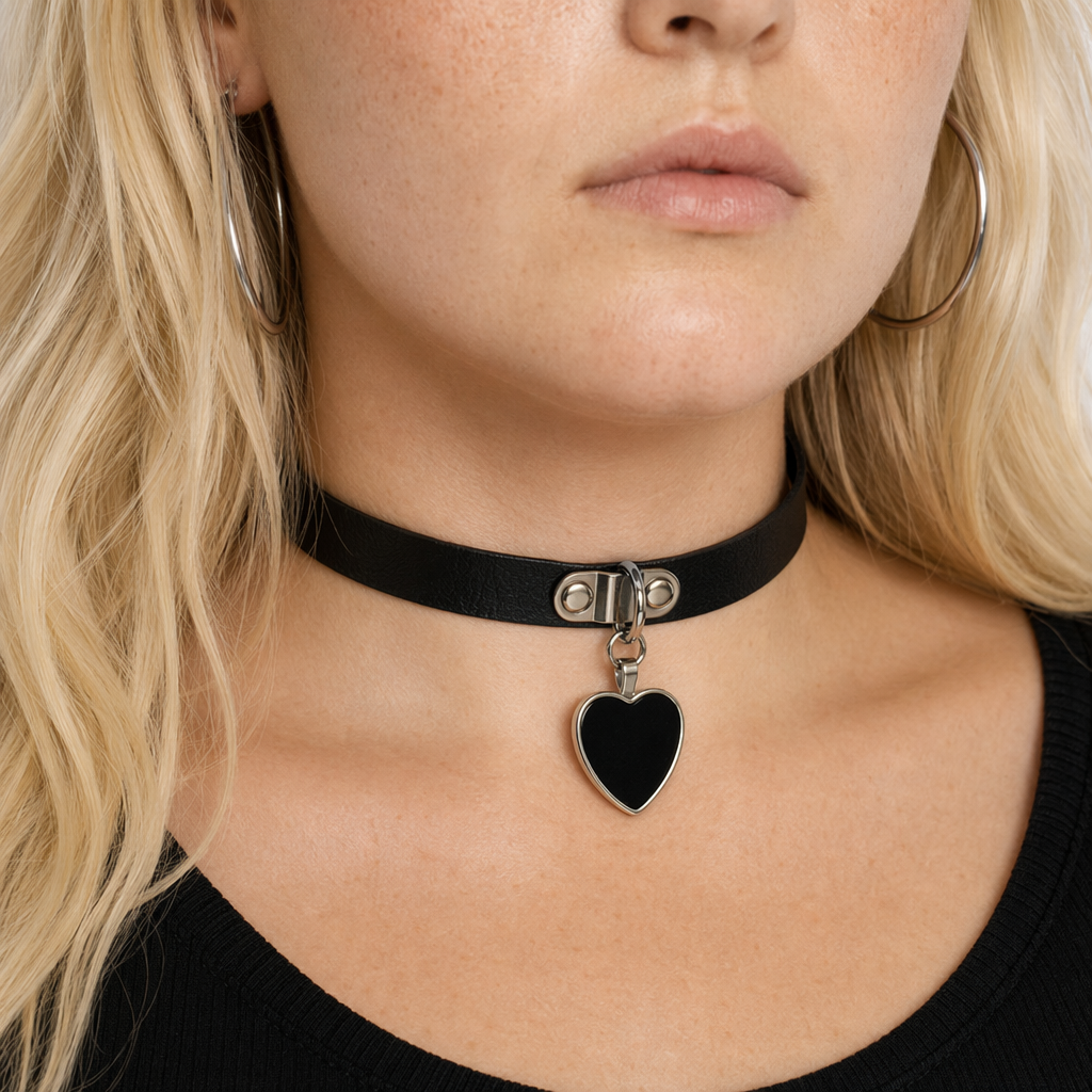 Gothic Heart Leather Choker Default