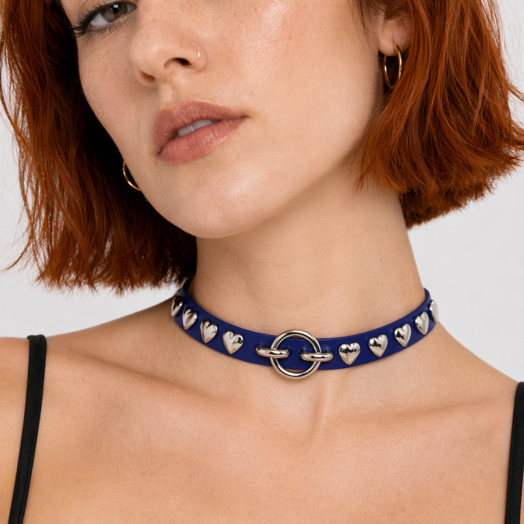 Colorful Heart Choker Blue