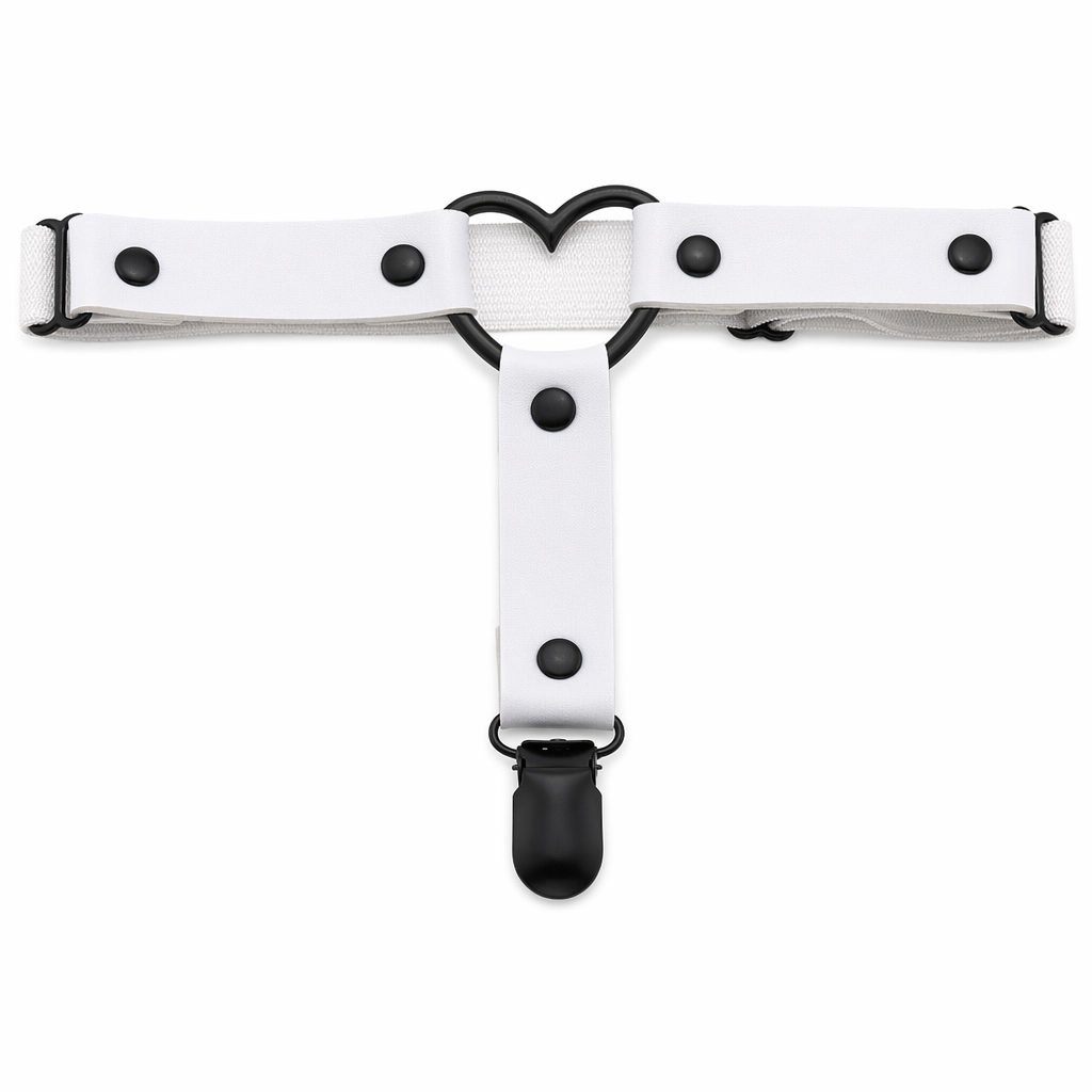 Gothic Leather Leg Garter white