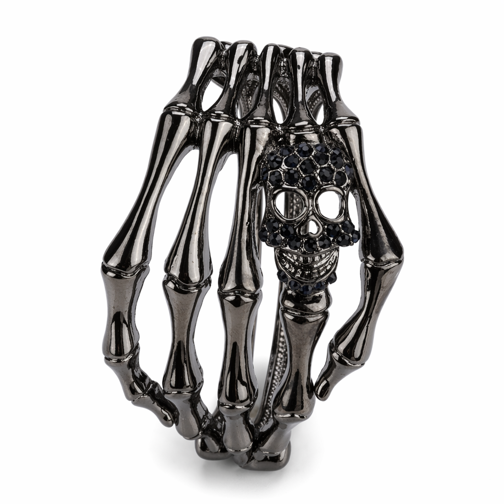 Skull Bone Bracelet gun blue crystal