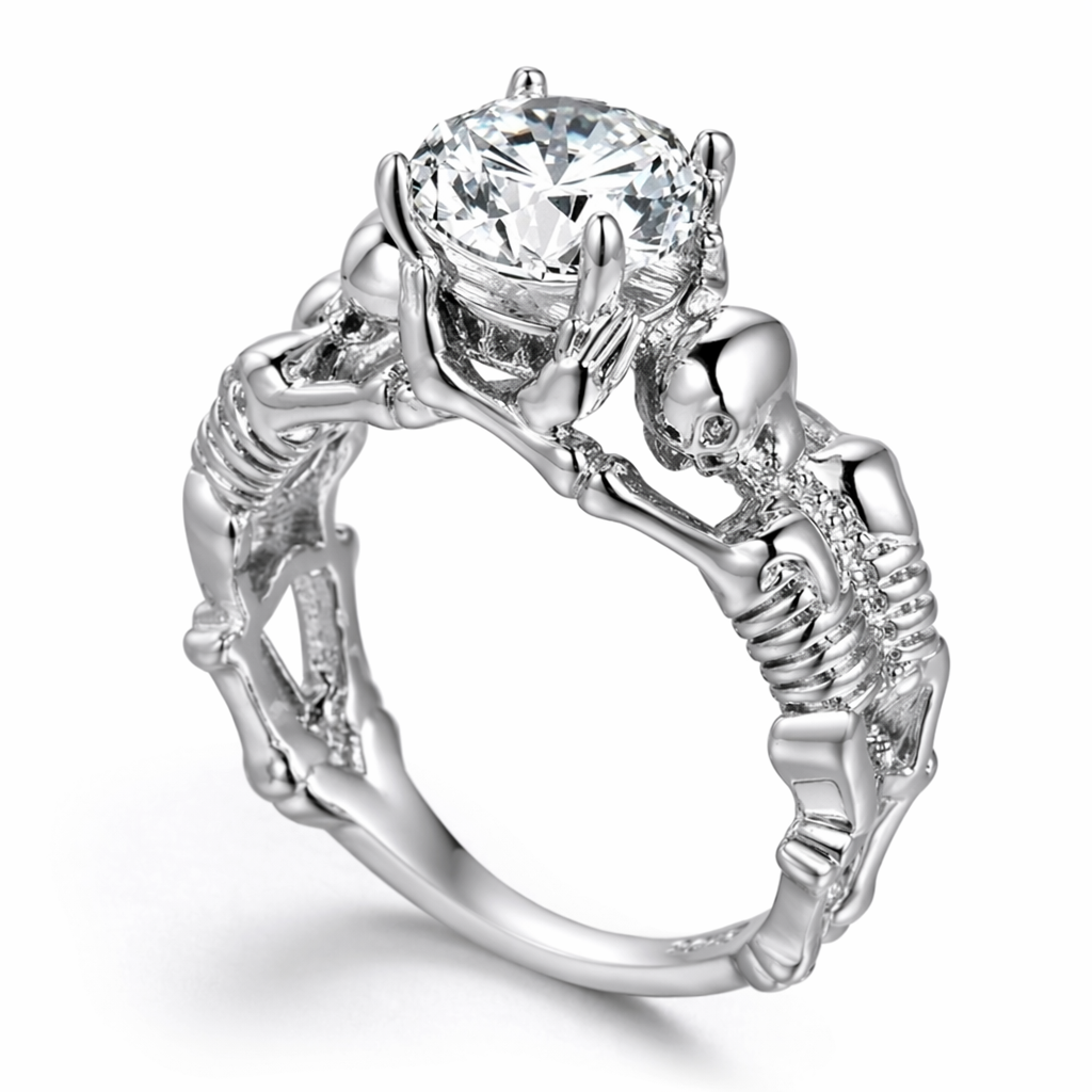 Silver Clear Stone Duo Ring 7