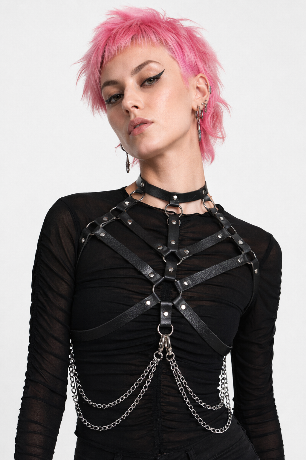 Faux Leather Body Choker Harness Default Title