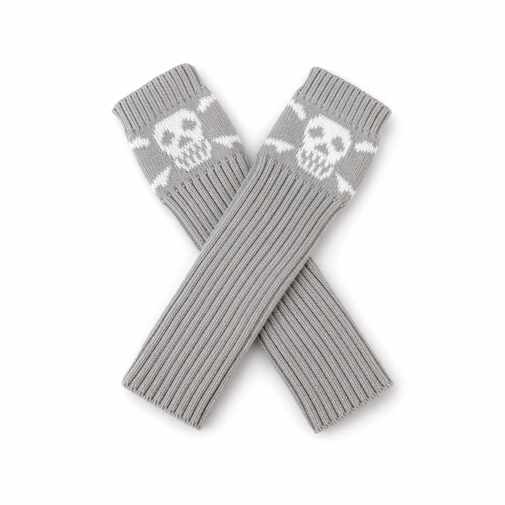 Black Skull Arm Warmers light gray