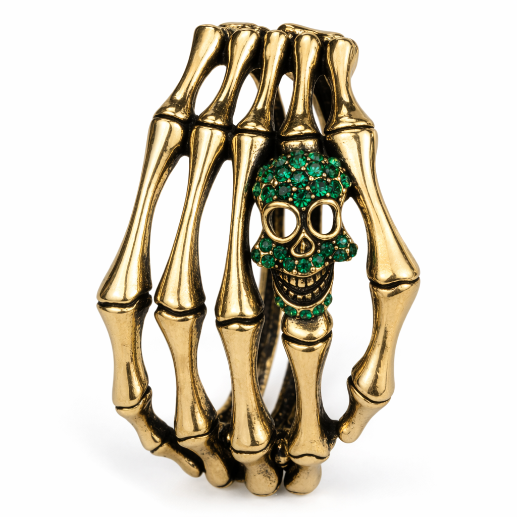 Skull Bone Bracelet gold green