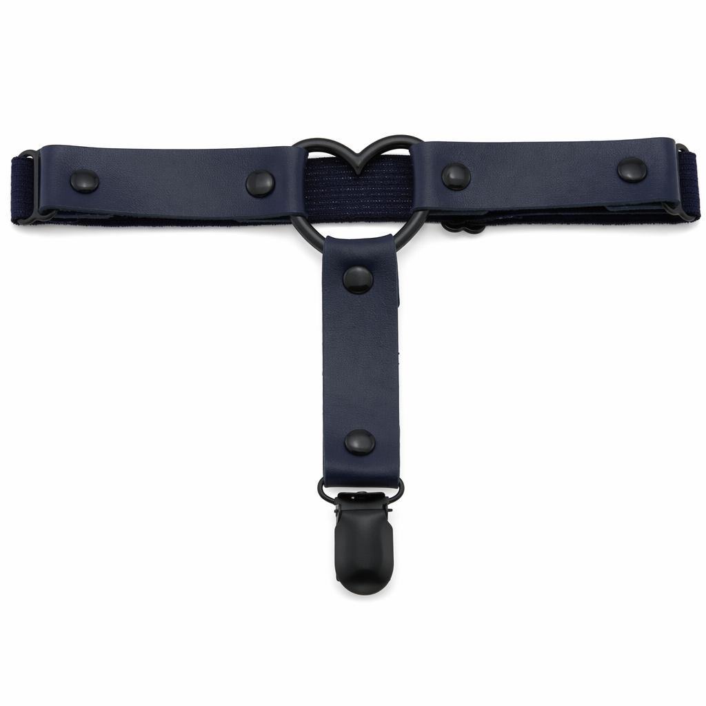 Gothic Leather Leg Garter navy