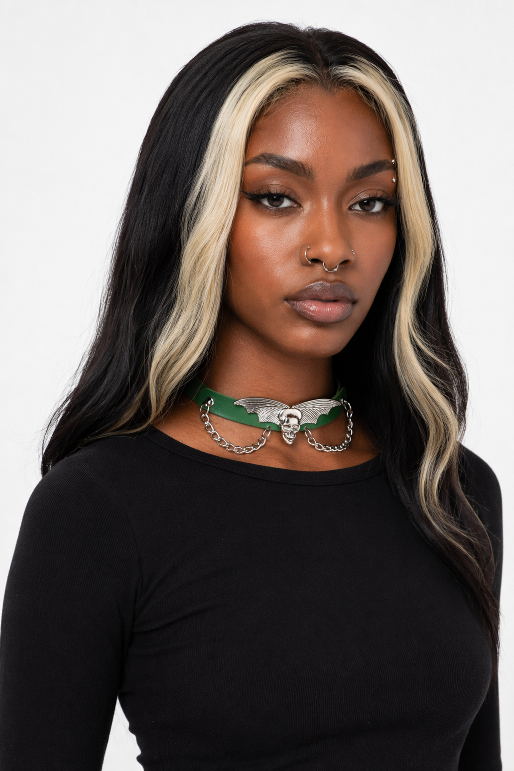 "Skull Bat Choker: Multi-Colored Option" Green